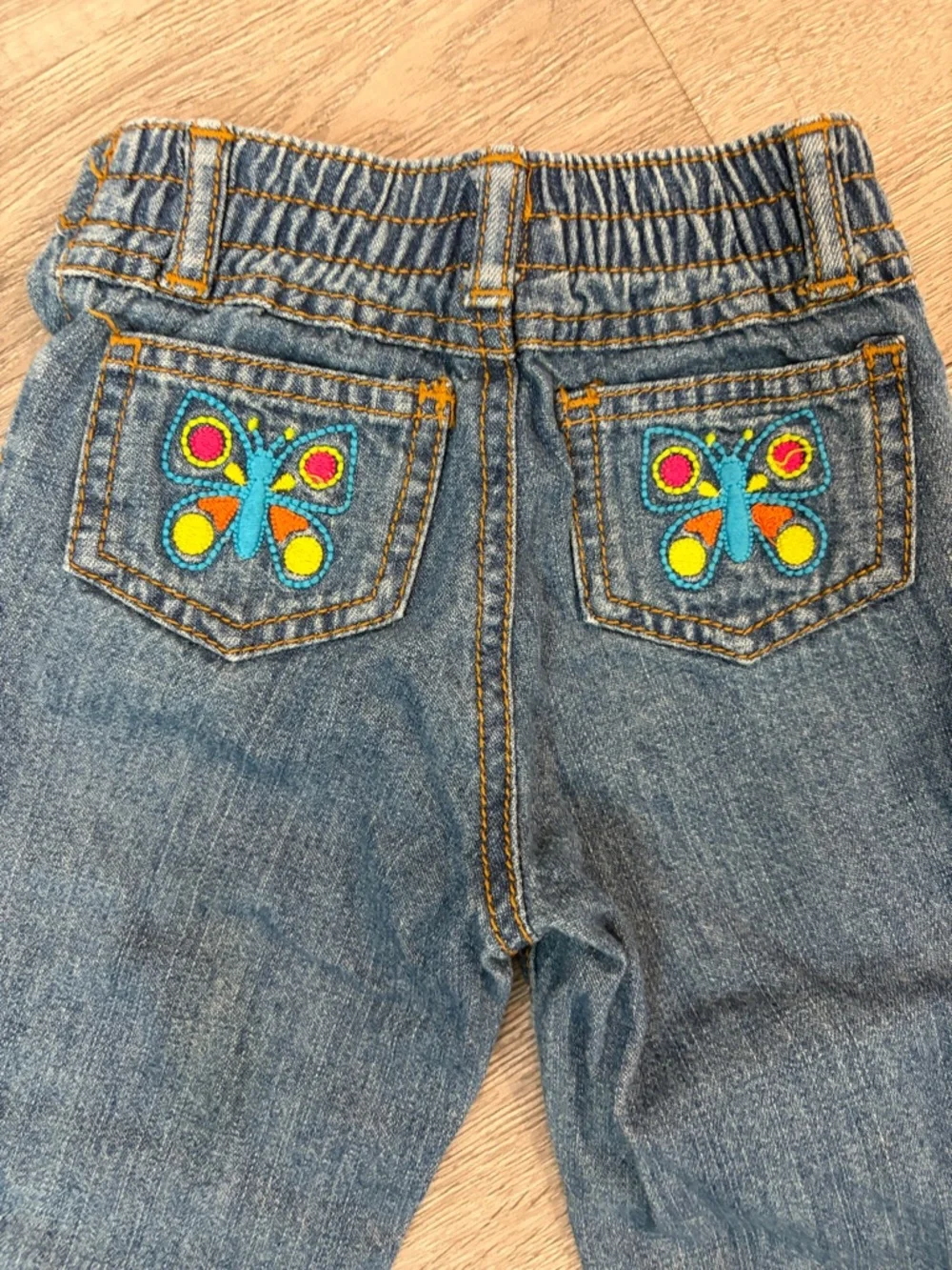 Carter's infant Denim Jeans with butterfly embroidered Stitch Accents Size 18 mo